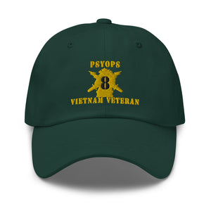 Dad hat - Army - PSYOPS w Branch Insignia - 8th Battalion Numeral - w Vietnam Vet  Below X 300 - Hat