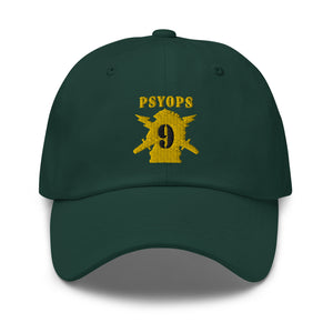 Dad hat - Army - PSYOPS w Branch Insignia - 9th Battalion Numeral - Line X 300 - Hat