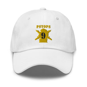 Dad hat - Army - PSYOPS w Branch Insignia - 9th Battalion Numeral - Line X 300 - Hat