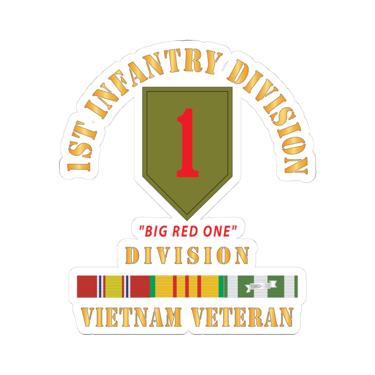 A kiss-Cut Stickers depicting the 1st Infantry Division Big Red One  Vietnam Veteran