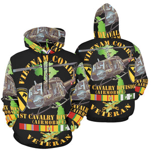 Men's All Over Print Hoodie (USA Size) (Model H13) - Vietnam Combat Cavalry Veteran w 1st Cav Div SSI Big Helo