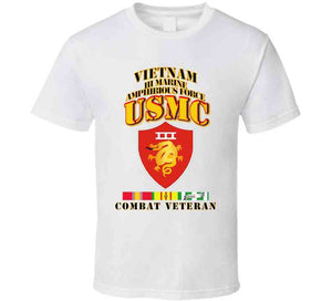 Usmc -  Iii Maf - Combat Vet  W 1 Row Vn Svc Ribbons T Shirt