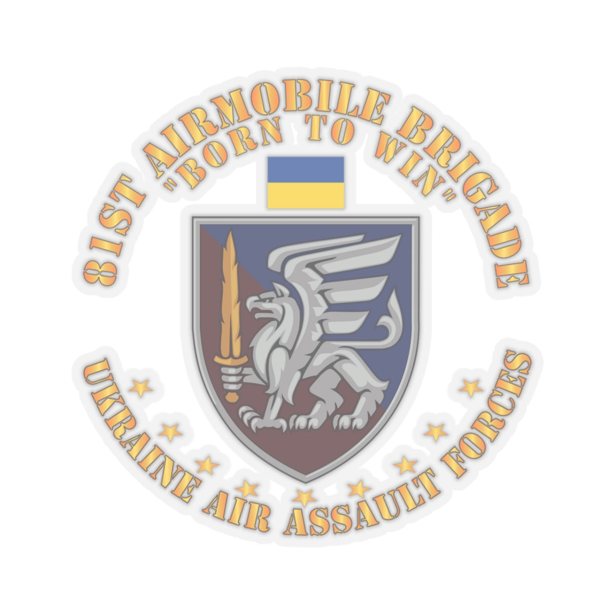 A kiss-Cut Stickers depicting the Ukraine 81st Airmobile Brigade Born to Win 