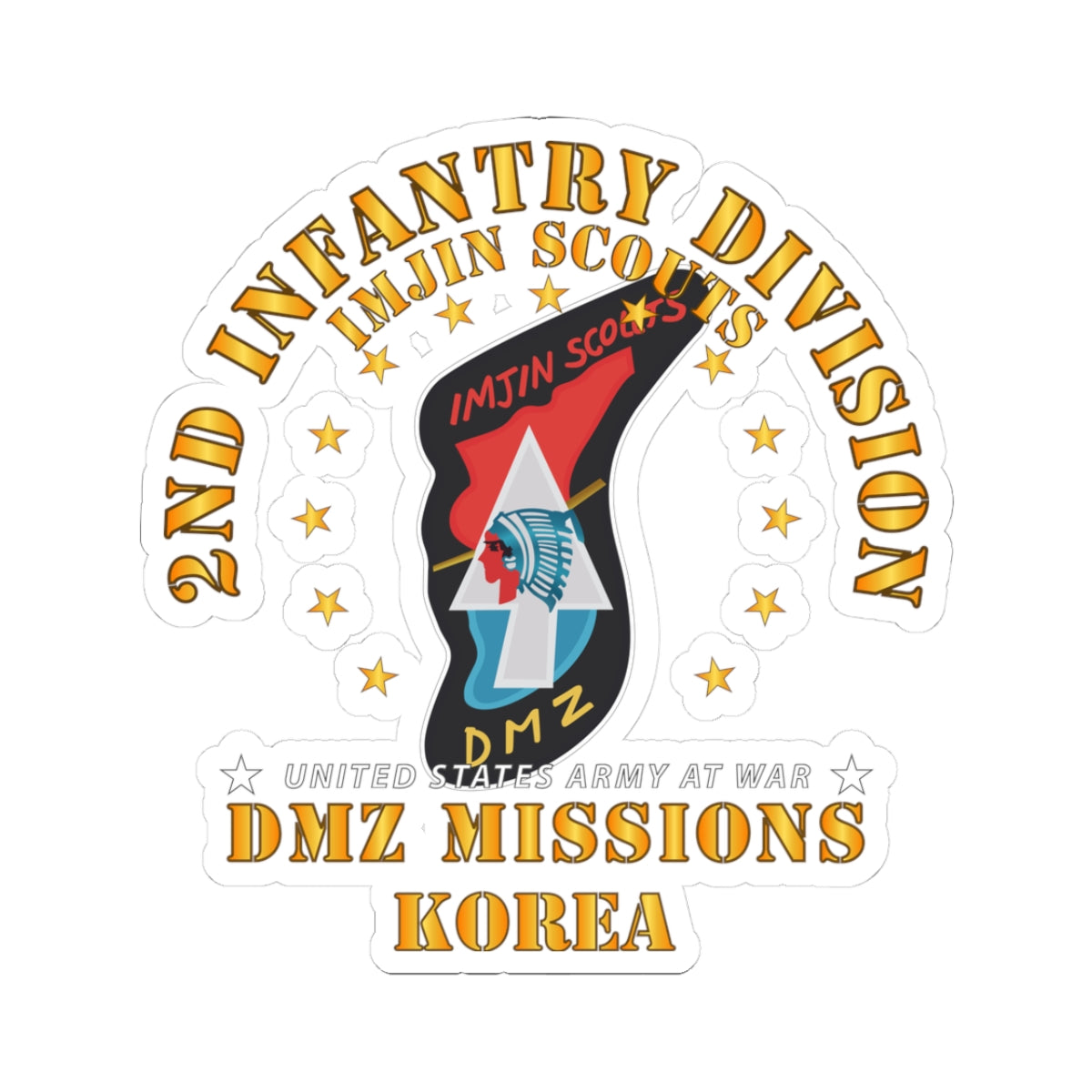 A kiss-Cut Stickers depicting the 2nd Infantry Division ImJin Scout DMZ Missions
