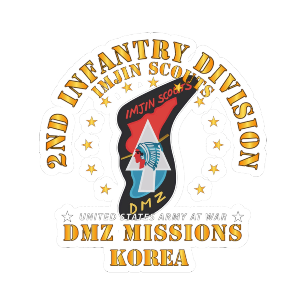 A kiss-Cut Stickers depicting the 2nd Infantry Division ImJin Scout DMZ Missions
