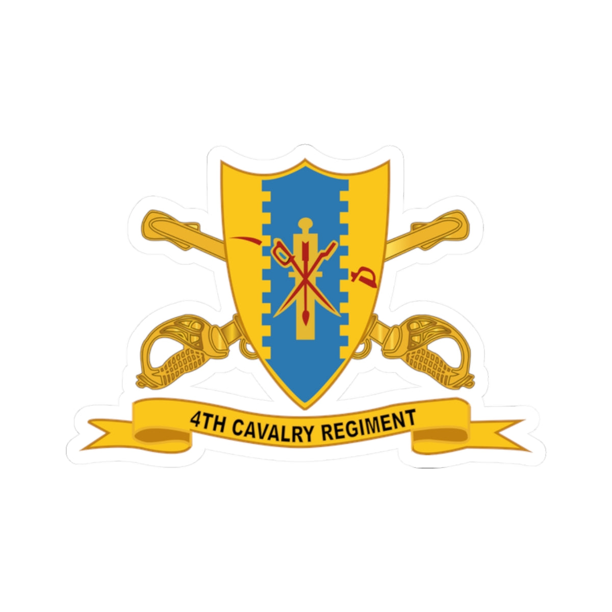 A kiss-Cut Stickers depicting the 4th Cavalry Regiment ribbon