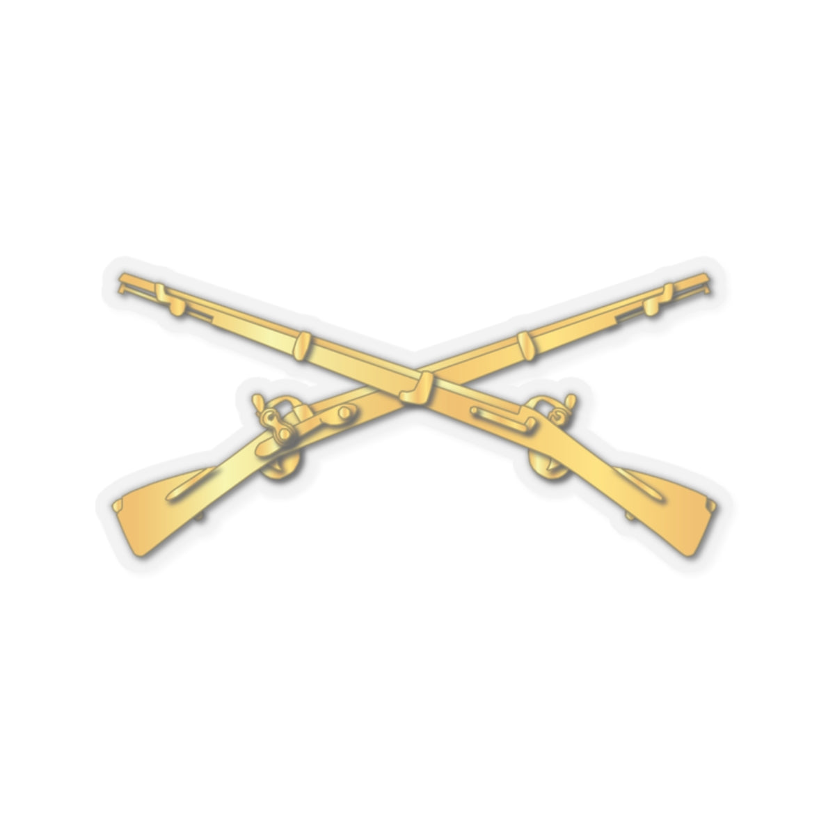 A kiss-Cut Stickers depicting the Infantry Branch Crossed Rifles
