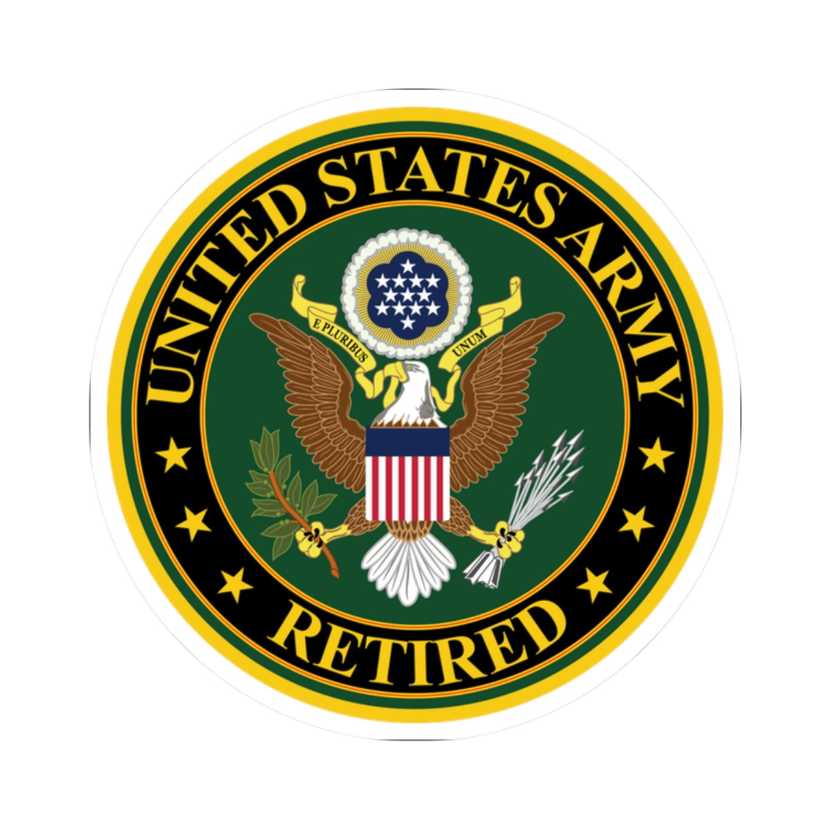 A kiss-Cut Stickers depicting the US Army Retired