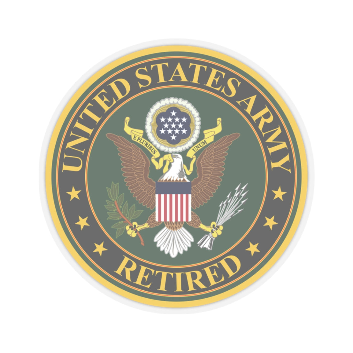 A kiss-Cut Stickers depicting the US Army Retired