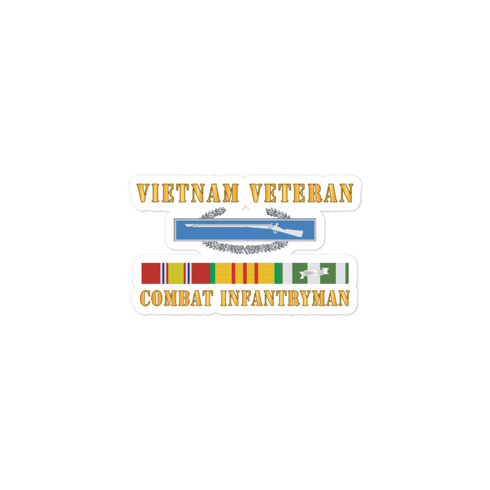 A set of stickers depicting the Combat Infantryman Badge and Vietnam Service Ribbons.