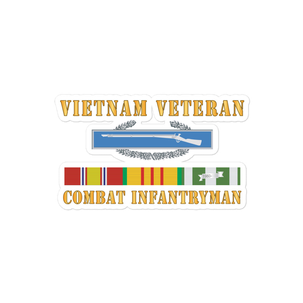 A set of stickers depicting the Combat Infantryman Badge and Vietnam Service Ribbons.