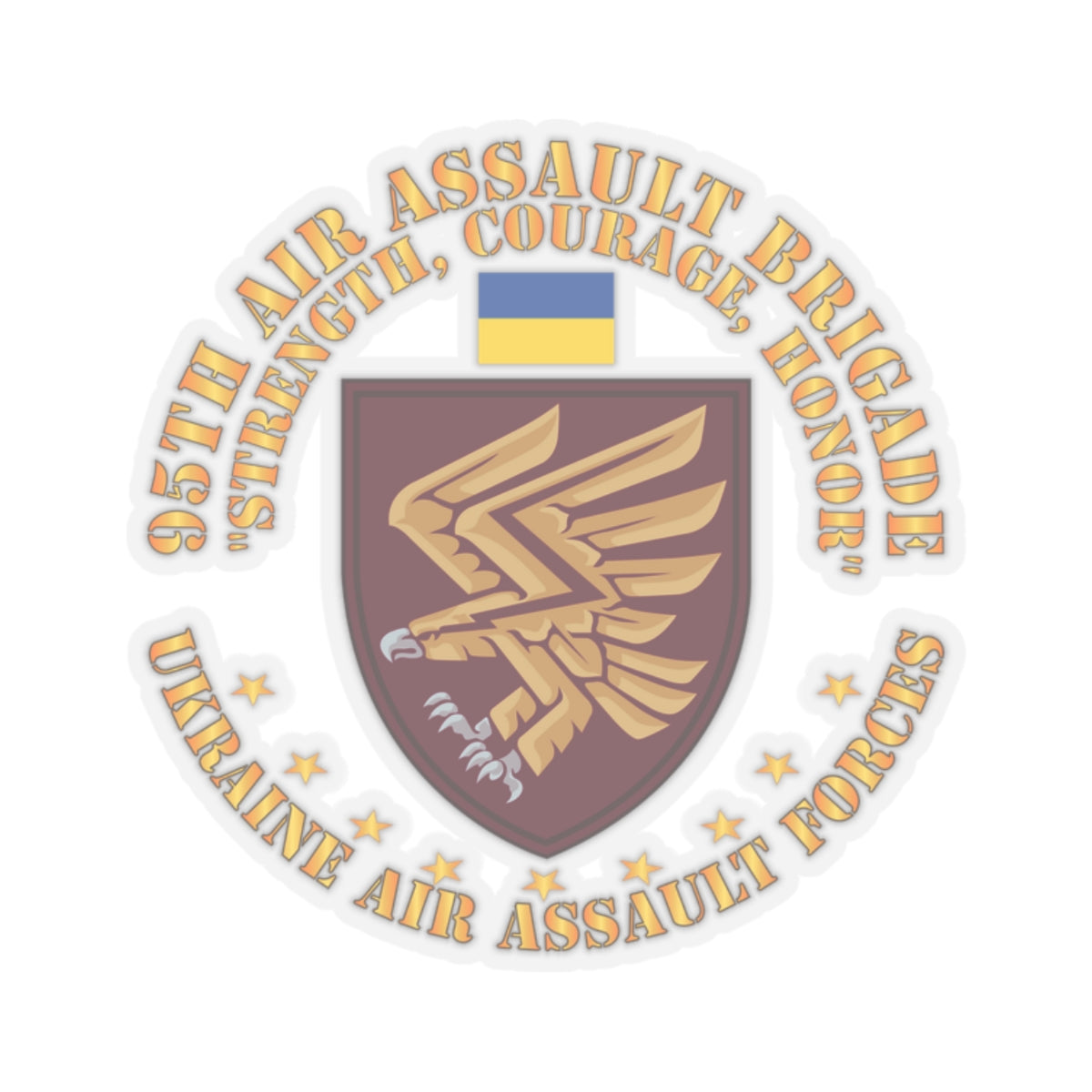 A kiss-Cut Stickers depicting the 95th Air Assault Brigade, Ukraine, Strength, Courage, Honor