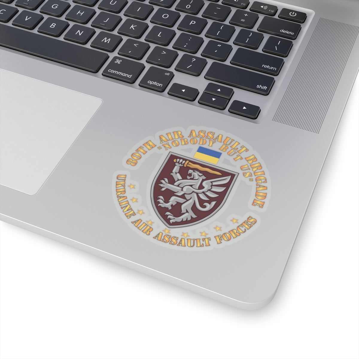 A kiss-Cut Stickers depicting the 80th Air Assault Brigade, Ukraine, Nobody but Us.