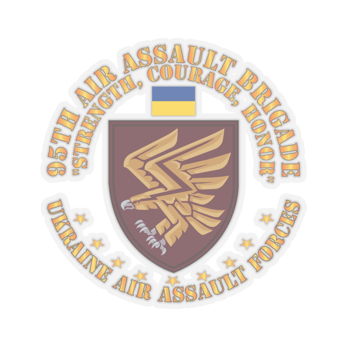 A kiss-Cut Stickers depicting the 95th Air Assault Brigade, Ukraine, Strength, Courage, Honor