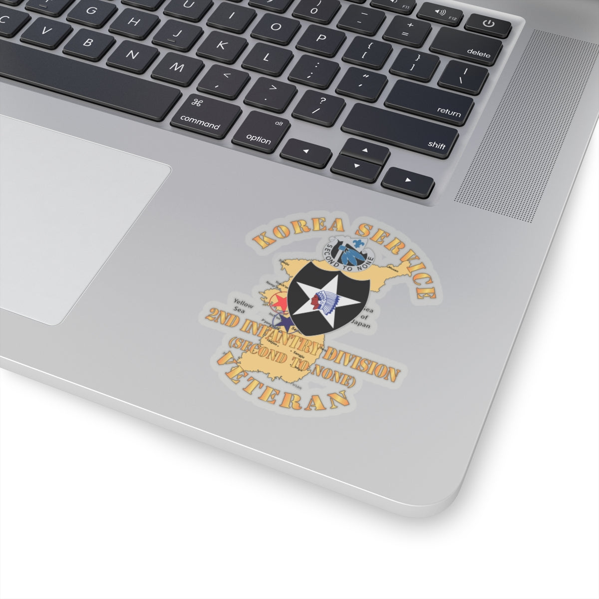 A kiss-Cut Stickers depicting the Korea Service Veteran, 2nd Infantry Division, Second to None