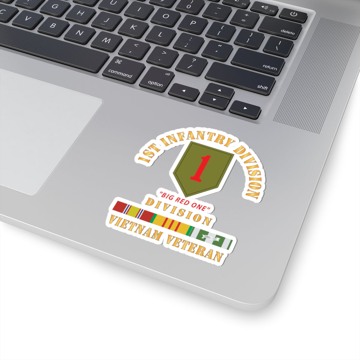 A kiss-Cut Stickers depicting the 1st Infantry Division Big Red One  Vietnam Veteran