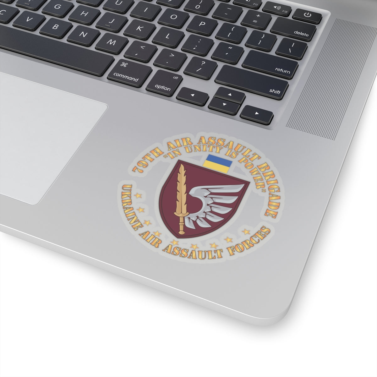 A kiss-Cut Stickers depicting the 79th Air Assault Brigade Ukraine, Unity IS Power.