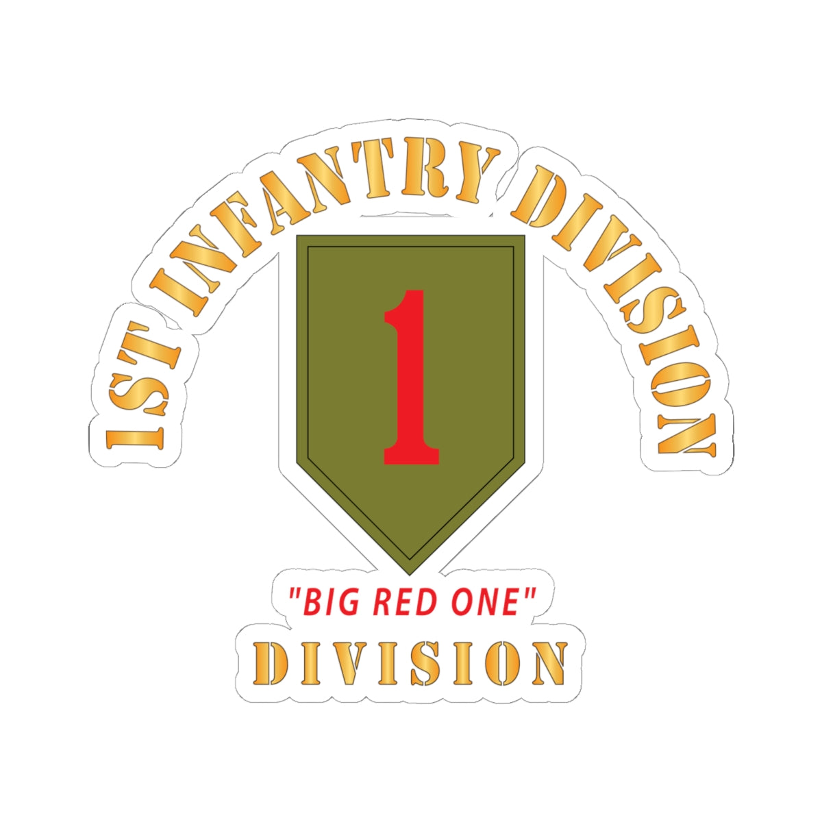 A kiss-Cut Stickers depicting the 1st Infantry Division Big Red One