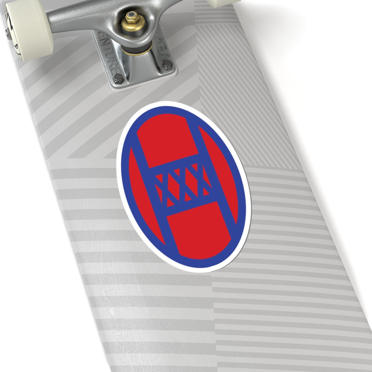 A kiss-Cut Stickers depicting The 30th Infantry Division, nicknamed "Old Hickory" in honor of President Andrew Jackson, was a National Guard unit composed mainly of troops from North Carolina, South Carolina, Georgia, and Tennessee. Its shoulder sleeve insignia (SSI) features an intertwined "O" and "H" on a blue and red background.