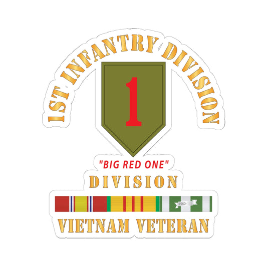 A kiss-Cut Stickers depicting the 1st Infantry Division Big Red One  Vietnam Veteran