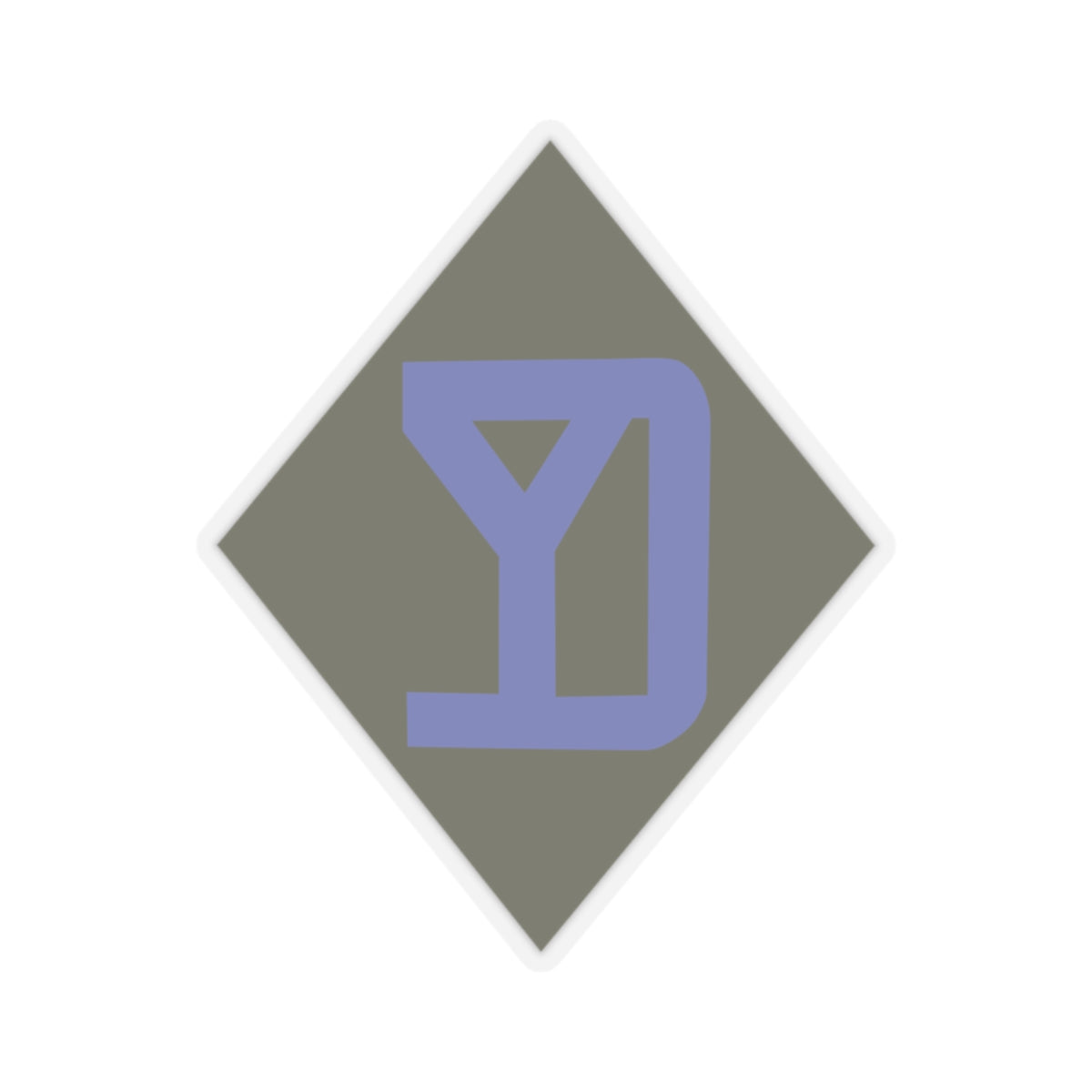 A kiss-Cut Stickers depicting the 26th Infantry Division, nicknamed the "Yankee Division," was composed primarily of National Guard units from New England. Its shoulder sleeve insignia (SSI) features a blue "YD" monogram on an olive drab background.