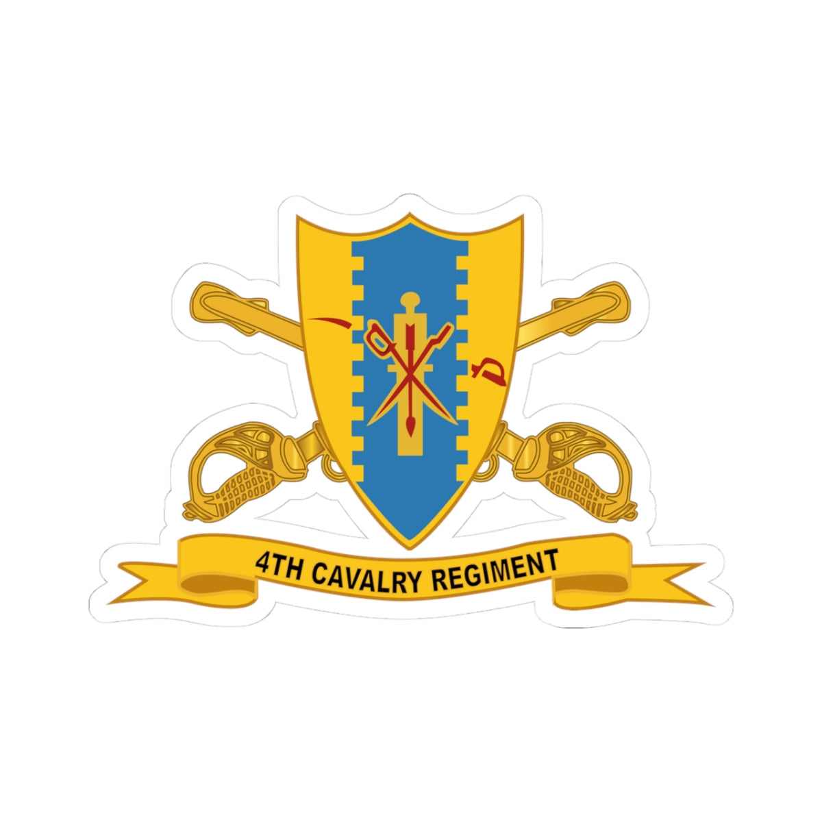 A kiss-Cut Stickers depicting the 4th Cavalry Regiment ribbon