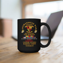 Load image into Gallery viewer, Black Mug 15oz - USMC - Afghanistan War Veteran - 3rd Bn, 5th Marines - OEF w CAR AFGHAN SVC
