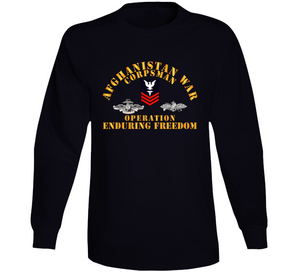 Navy - Afghanistan War  Corpsman - Operation Enduring Freedom  - Veteran W Fmf - Combat Seebee Badge Long Sleeve