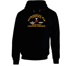 Navy - Afghanistan War  Corpsman - Operation Enduring Freedom  - Veteran W Fmf - Combat Seebee Badge Hoodie