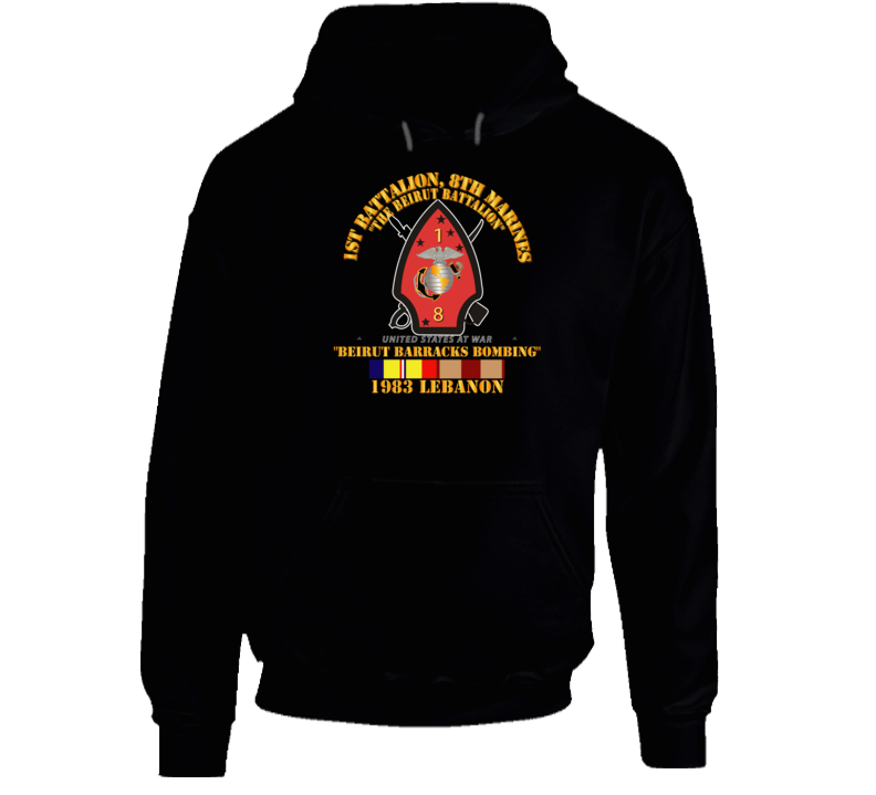 Usmc - 1st Bn, 8th Marines - Beirut Barracks Bombing W Svc Wo Ndsm Hoodie