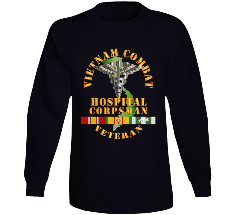 Usn  - Usmc - Vietnam Combat Veteran Hospital Corpsman  X 300 Long Sleeve T Shirt