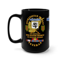 Load image into Gallery viewer, Black Coffee Mug 15oz - Army - Afghanistan War Veteran - 1st Battalion, 28th Infantry Regiment, 1st Infantry Division with Combat Infantryman Badge
