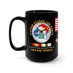 Black Mug 15oz - USAF - United States Air Force - Cold War Veteran with Cold War Service Ribbons