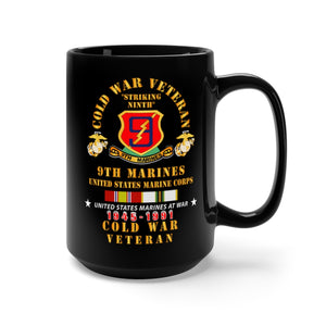 Black Mug 15oz - USMC - Cold War Vet - 9th Marines w COLD SVC X 300