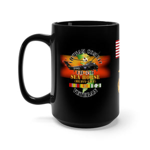 Black Mug 15oz - USMC - Vietnam Combat Veteran - UH-34D Sea Horse with Vietnam Service Ribbon