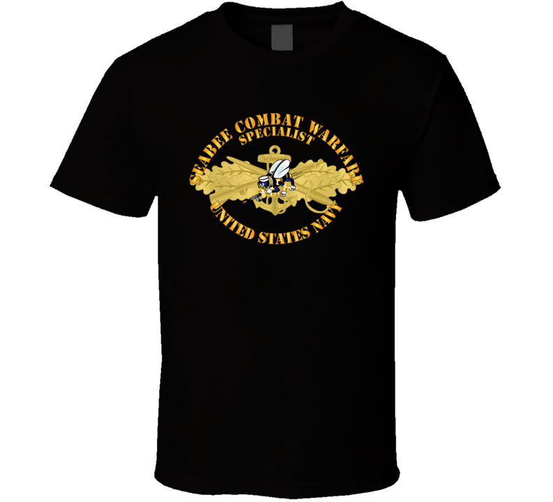 Navy - Seabee Combat Warfare Spec Badge - Of W Color Bee W Txt T Shirt, Premium, Hoodie and Long Sleeve