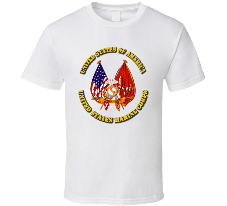 Emblem - US Flag - USMC Colors T Shirt