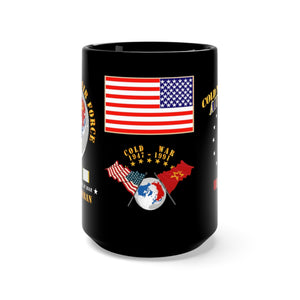 Black Mug 15oz - USAF - United States Air Force - Cold War Veteran with Cold War Service Ribbons