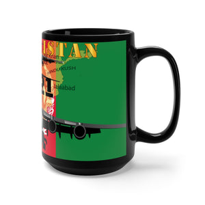 Black Mug 15oz - Operation Allies Refuge - 2021 - with Afghanistan Flag, Map and C-17 Globemaster Flight Landing