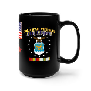 Black Mug 15oz - USAF - United States Air Force - Cold War Veteran with Cold War Service Ribbons