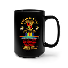 Load image into Gallery viewer, Black Mug 15oz - USMC - WWI  - 3rd Bn, 5th Marines - w  WWI Ribbon - Streamer
