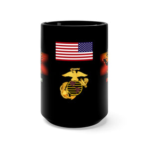 Black Mug 15oz - USMC - Vietnam Combat Veteran - UH-34D Sea Horse with Vietnam Service Ribbon