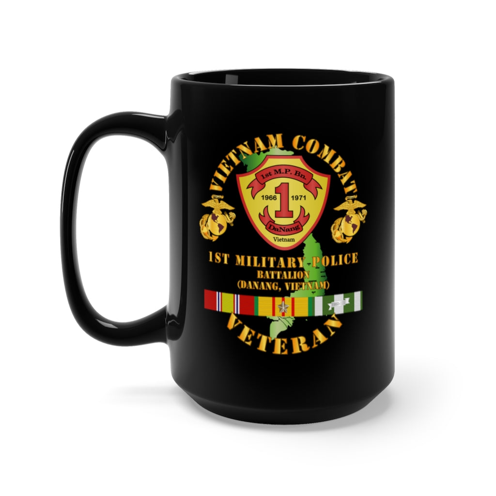 Black Mug 15oz - USMC - Vietnam Combat Vet - 1st MP Bn - DaNang - VN  SVC