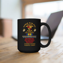 Load image into Gallery viewer, Black Mug 15oz - USMC - WWI  - 3rd Bn, 5th Marines - w  WWI Ribbon - Streamer
