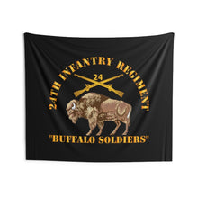 Load image into Gallery viewer, Indoor Wall Tapestries - Army - 24th Infantry Regiment - Buffalo Soldiers w 24th Inf Branch Insignia
