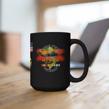 Load image into Gallery viewer, Black Mug 15oz - USMC - Vietnam Combat Veteran - UH-34D Sea Horse with Vietnam Service Ribbon
