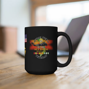 Black Mug 15oz - USMC - Vietnam Combat Veteran - UH-34D Sea Horse with Vietnam Service Ribbon