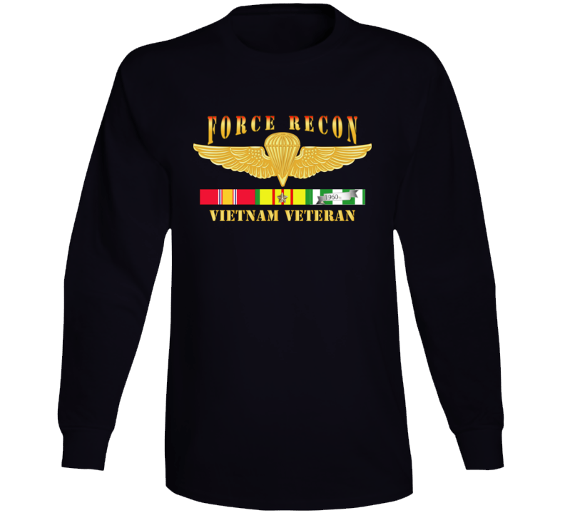 United States Marine Corps (USMC) - Force Recon - Fire, Vietnam Veteran with Vietnam Service Ribbons T Shirt, Premium, Hoodie & Long Sleeve