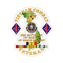 Load image into Gallery viewer, Kiss-Cut Stickers - USMC - Vietnam Combat Vet w 3rd Bn - 1st Marines - 1st Marine Regt w CAR VN SVC
