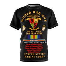 Load image into Gallery viewer, Unisex AOP Cut &amp; Sew Tee - USMC - WWI  - 3rd Bn, 5th Marines - w  WWI Ribbon - Streamer
